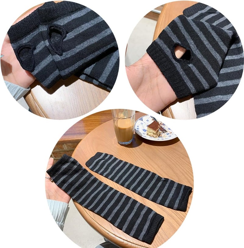 VTTDB Arm covers cute women kawaii japanese harajuku Goth Half Finger Knitted Arm Warmer Y2K Gloves Arm Sleeve for girl - Image 2
